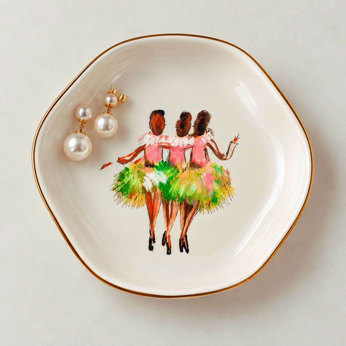 “Dancing Pearls” Ceramic Trinket Dish